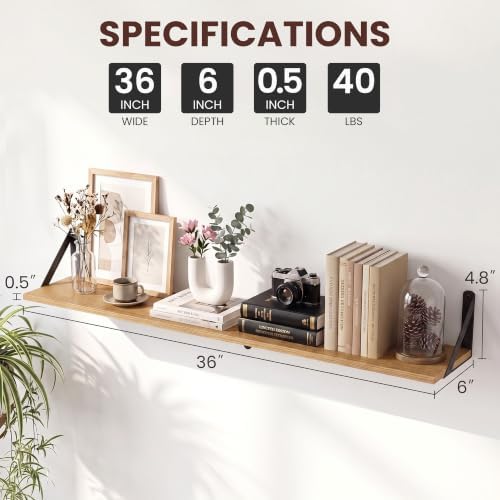 36 Inch Wall Shelves 6 Inch Deep Set of 2 - Image 3