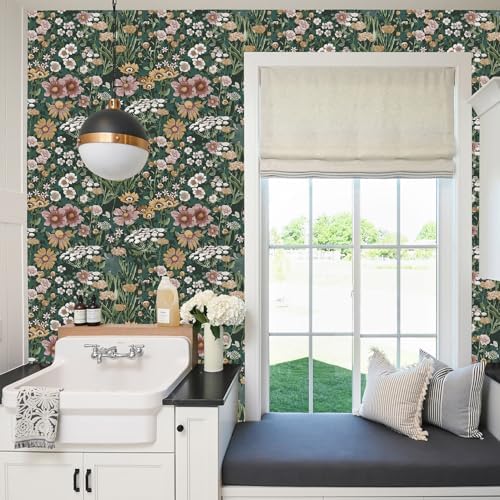 Orainege Vintage Floral Peel and Stick Wallpaper Boho Daisy Wallpaper - Image 7