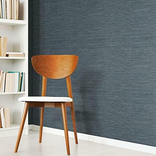 RoomMates RMK11314WP Blue Faux Grasscloth Non-Textured Peel and Stick Wallpaper - Image 4