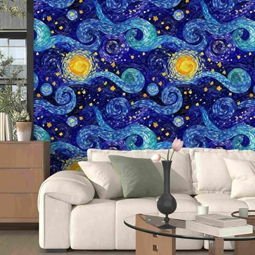 Abstract Galaxy Peel and Stick Wallpaper, Van Gogh Starry Night Wallpaper - Image 7