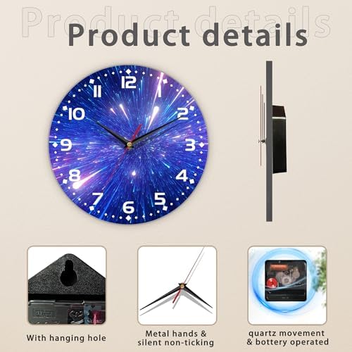Galaxy Vintage Wooden Silent Non-Ticking Battery Operated Arabic Numerals Wall - Image 3