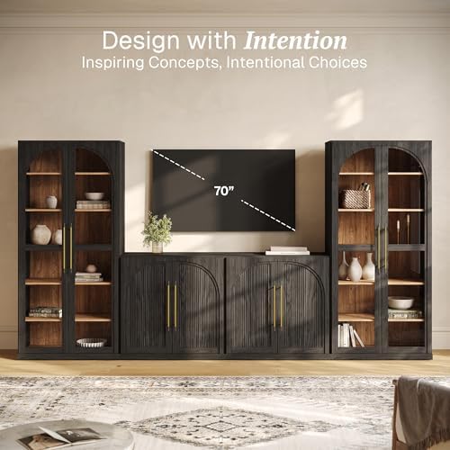 BELLEZE Jagger 128" Wall Unit 4-Piece Modular TV Stand - Image 3