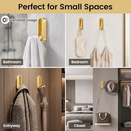 Foldable Wall Hooks, 40lb Heavy Duty, Zinc Alloy, 2 Pack - Image 6