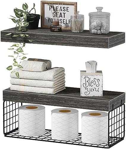 QEEIG Bathroom Shelves Over Toilet Wall Mounted by QEEIG