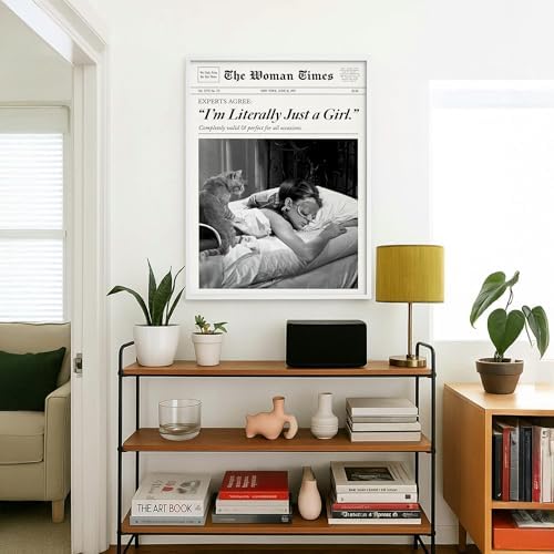 Trendy Newspaper Wall Art 16x24in White Framed Fashion Black and White Decor - Image 4