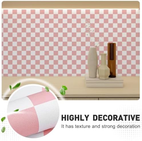 Pink and White Contact Paper Mosaic Checkered Peel and Stick Wallpaper - Image 3