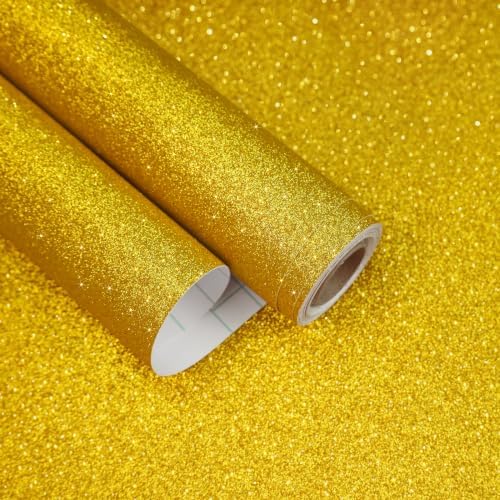 Gold Wallpaper Peel and Stick Glitter Contact Paper 15.7"x472" by EaseStick