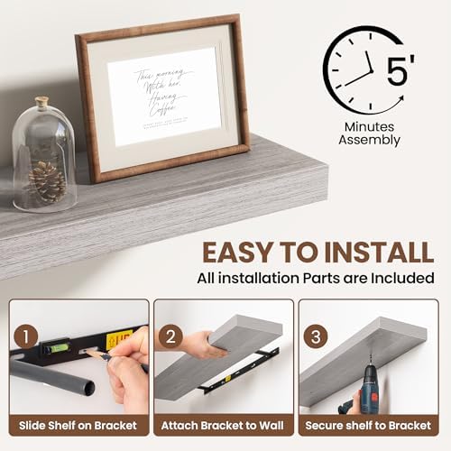 Acovy 30 Inch Floating Shelves for Wall 2 Pack, Wall Mounted Floating Shelf - Image 6