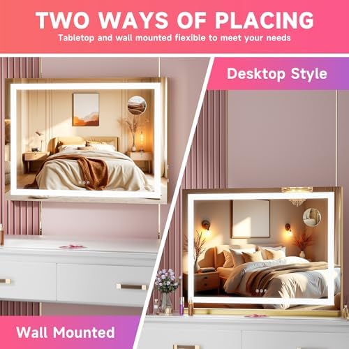 Vanity Mirror with Lights, Dimmable 3 Modes, Memory Function, Smart Touch - Image 5