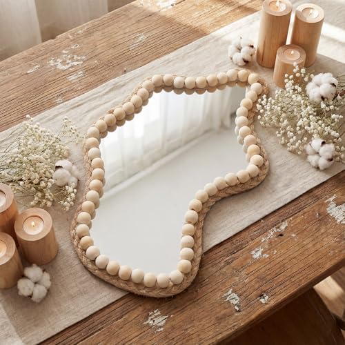 Boho Wall Decor Mirror 14"x9" Irregular Wall Mirror Small Farmhouse Rustic - Image 2