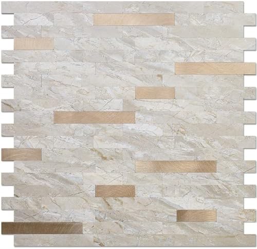 DICOFUN 10 Sheets Marble Look Peel and Stick Backsplash Wall Tile, PVC Kitchen by DICOFUN