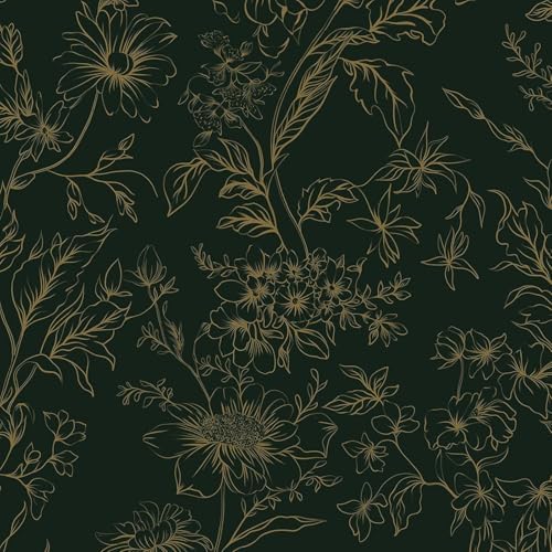Hopepak Gold and Green Floral Wallpaper Peel and Stick Wallpaper - Image 3