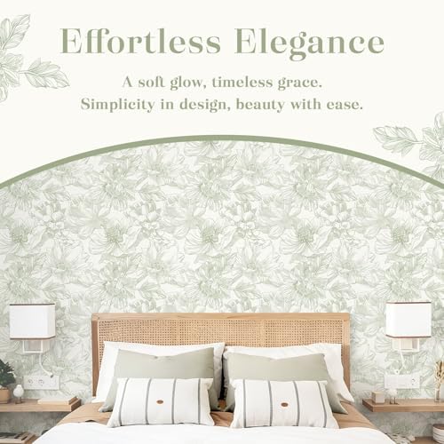 Dimoon 394"x17.3" Green Beige Floral Peel and Stick Wallpaper Vintage French - Image 3