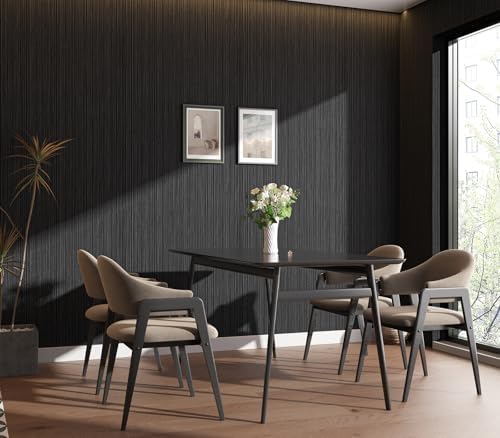 Black Grasscloth Self-Adhesive Wallpaper 23.6"x787" - Image 5