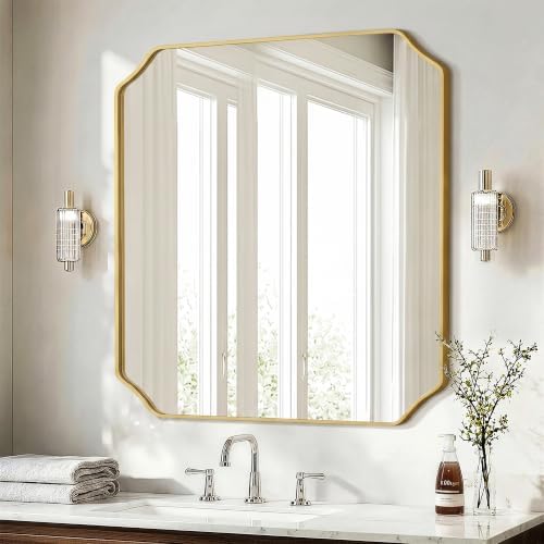 Delma Bathroom Vanity Mirror, Scalloped Round Corner Wall Mirror, - Image 7