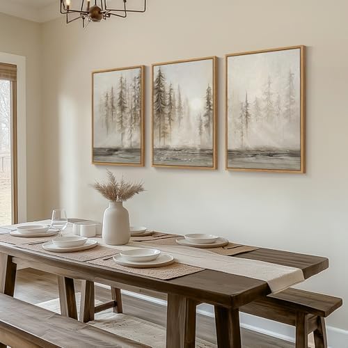 Framed Neutral Abstract Tree Landscape Wall Art - Image 2