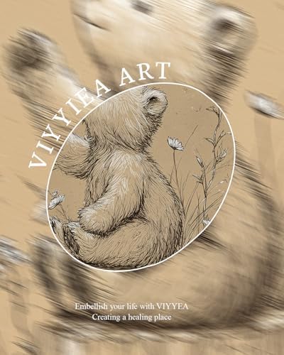 VIYYIEA Vintage Gold Framed Wall Art, Baby Bear & White Butterfly, 10L x 8W - Image 4