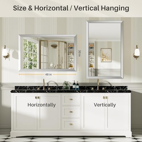 Briivue Bathroom Wall Mirror, 48x30 Inch - Image 6