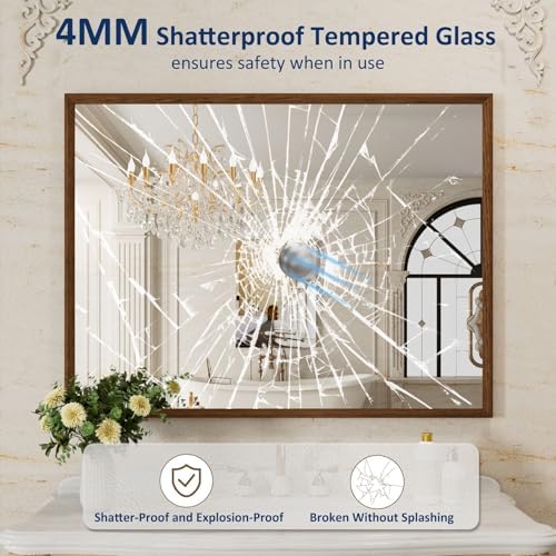 WEER Walnut Bathroom Vanity Mirror 48X36 Inch - Image 2