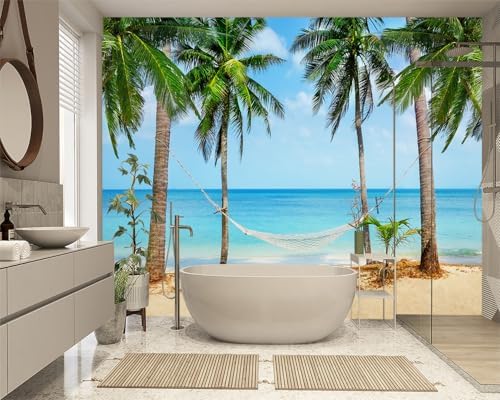 XMPMBM-Beach Palms Landscaping Fabric Wallpaper Tree Leaf Living Room Bedroom - Image 2