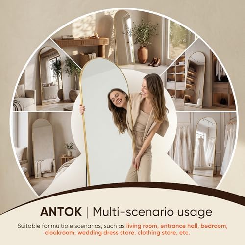 Antok 91" x46” Arched Full Length Mirror, Floor Mirror - Image 3