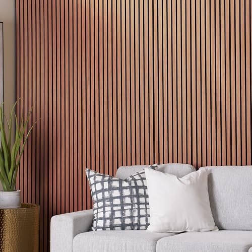 ZETY HOME Acoustic Wood Wall Panels, Slat 4-Pack, 94.5 in, Oak Cherry - Image 4