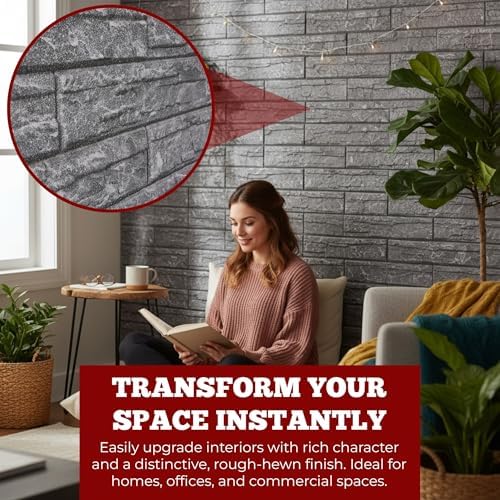 K&B Panels 3D Wall Panels, Slate Effect Styrofoam Wall Panelling Kit, - Image 2