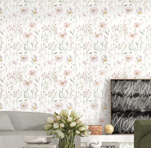 Floral Peel and Stick Wallpaper Boho Contact Paper 17.3"×78.8" - Image 3
