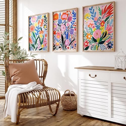 Flower Market Wall Art Set of 3 Floral Wall Decor Henri Matisse Canvas Wall Art by Unknown