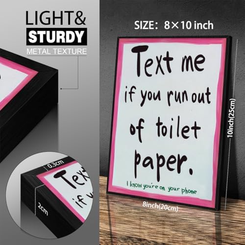 Pink Funny Bathroom Poster Text Me If You Run Out Of Toilet Paper Wall Art - Image 2