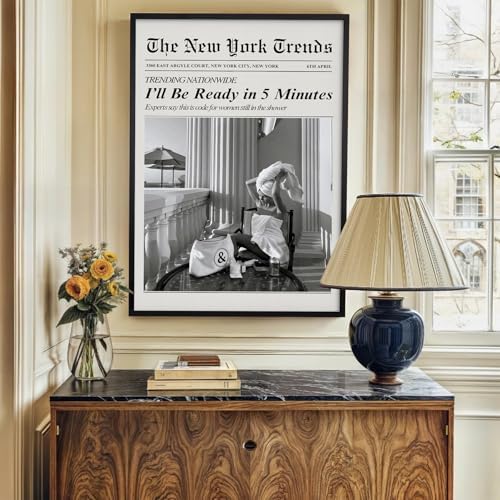 Trendy Newspaper Wall Art 16x20in Black Framed Vintage Black and White - Image 7