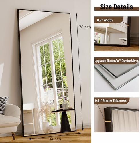 GLSLAND 76"x34" Full Length Mirror Large Rectangle Full Body Mirror - Image 5