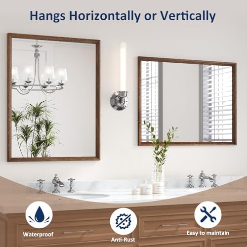 WEER Walnut Bathroom Vanity Mirror 22X30 Inch - Image 5