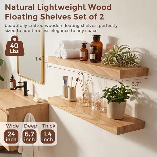 fuqing Natural Wood Floating Shelves - Image 3