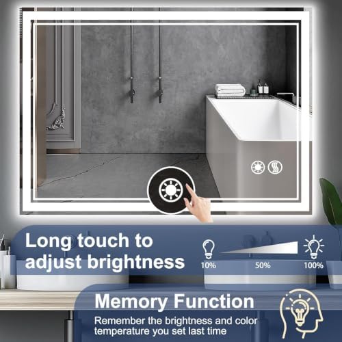 32“ x 40” Bathroom Mirror with Lights, LED Mirror - Image 5
