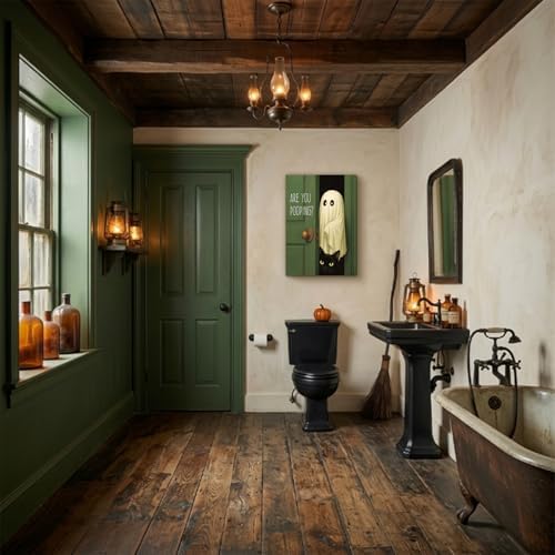 YHCTHT Funny Ghost Cat Halloween Bathroom Wall Art, Are You Pooping - Image 3