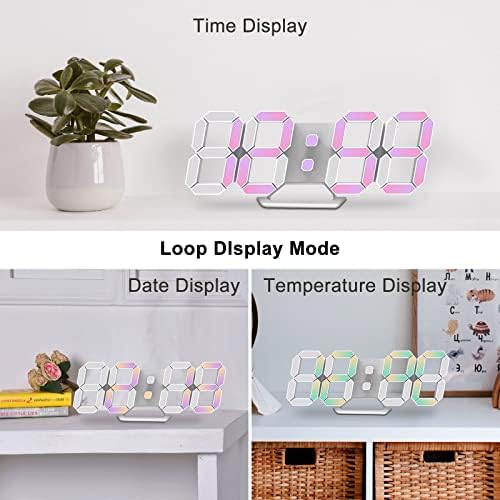 Deeyaple Led Digital Alarm Clock 3D Small Wall Clock Snooze Dimmable Time - Image 3