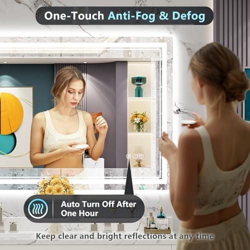 48x28 LED Bathroom Mirror, Backlit & Front Lit Lighted Mirror - Image 5