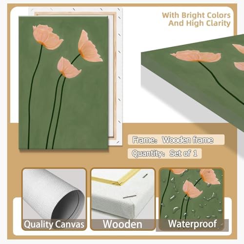 Olive Green Botanical Wall Art Vintage Peony Blush Trio Poster Prints - Image 7
