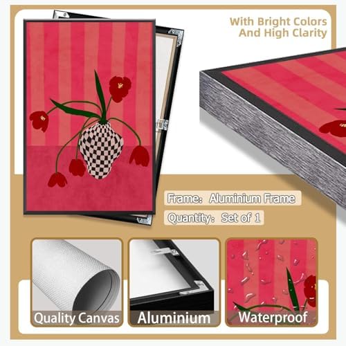 Contemporary, Eclectic Canvas Wall Art Tulips In A Checkered Vase Prints Poster - Image 7