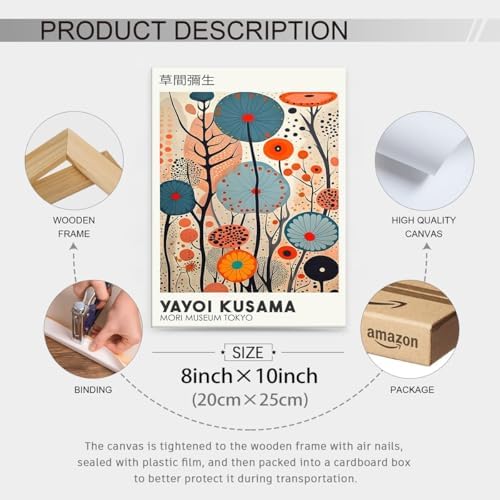 Yayoi. Kusama Framed Canvas Wall Art Vintage Japanese Painting Posters Tokyo - Image 2