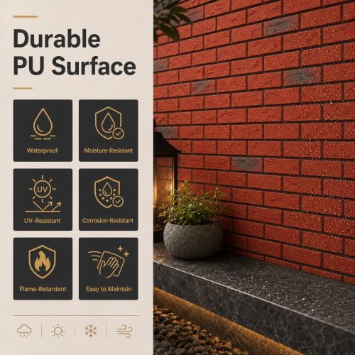 Faux Stone Wall Panels, 6 Pack PU Stone Veneer Panels, 44.9" L x 11.8" H x 1.2" - Image 6
