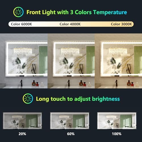 84x40 LED Bathroom Mirror with Lights, RGB Backlit Lighted Mirror - Image 4