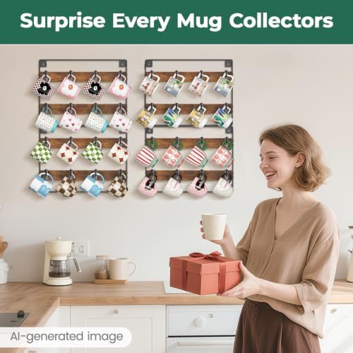 EsLuker.ly Mug Holder Hanger Cup Display Rack Wall Mounted, 4 Pack - Image 7