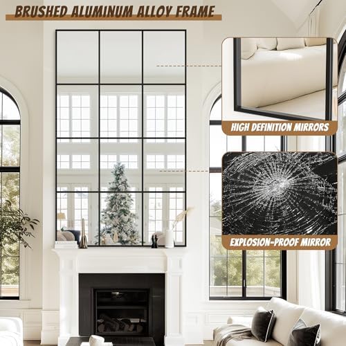 Antok Wall Mirror, Metal Framed Wall Mounted Mirror, Hanging or Leaning - Image 4