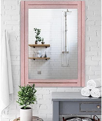 AAZZKANG Rectangle Mirror with Wood Framed Modern Farmhouse Hanging Wall - Image 4