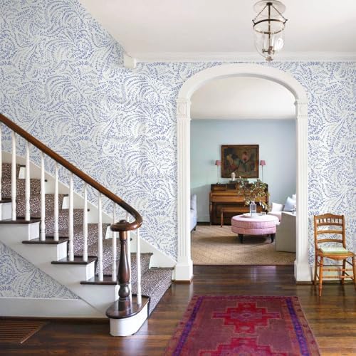 Ismoon Boho Peel and Stick Wallpaper Blue and White Farmhouse Contact Paper - Image 6