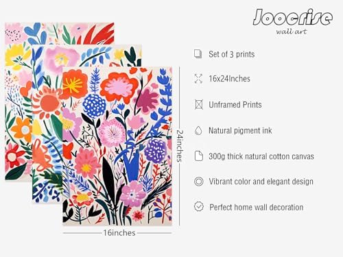 Flower Market Wall Art Set of 3 Floral Wall Decor Henri Matisse Canvas Wall Art - Image 2