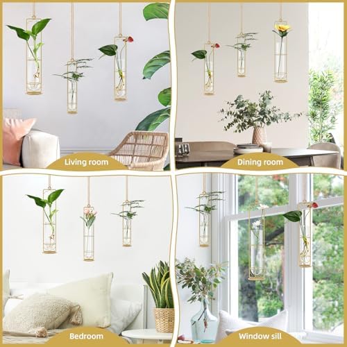MIPON Metal Hanging Plant Propagation Station, 3 Size Glass Test Tube - Image 6