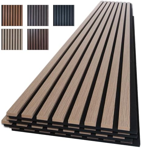 NeatiEase Wood Slat Wall Panels, 4-Piece 96" x 12.6", Soundproof Acoustic Wall by NeatiEase